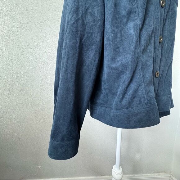 Ultra Suede Blue Jacket Military Style Long Sleeve - Picture 11 of 14